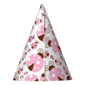 ラディバグのパターン，かわいいラディバグ，ピンクのラディバグ パーティーハット (裏面)