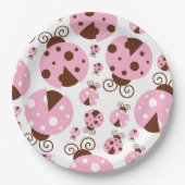 ラディバグのパターン，かわいいラディバグ，ピンクのラディバグ ペーパープレート (正面)