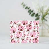 ラディバグのパターン,かわいいラディバグ,ピンクのラディバグ ポストカード (スタンド正面)