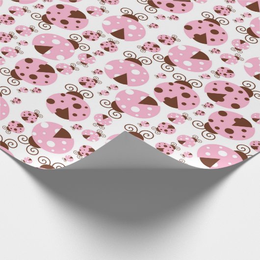 ラディバグのパターン,かわいいラディバグ,ピンクのラディバグ ラッピングペーパー (角)