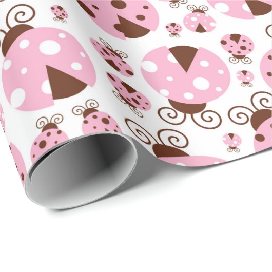 ラディバグのパターン,かわいいラディバグ,ピンクのラディバグ ラッピングペーパー (ロールコーナー)