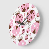 ラディバグのパターン,かわいいラディバグ,ピンクのラディバグ ラージ壁時計 (傾斜)