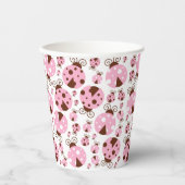 ラディバグのパターン，かわいいラディバグ，ピンクのラディバグ 紙コップ (正面)