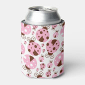 ラディバグのパターン，かわいいラディバグ，ピンクのラディバグ 缶クーラー (缶正面)