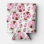 ラディバグのパターン，かわいいラディバグ，ピンクのラディバグ 缶クーラー (正面)