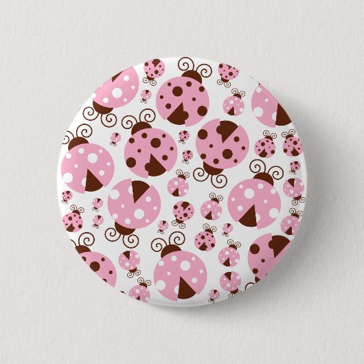 ラディバグのパターン,かわいいラディバグ,ピンクのラディバグ 缶バッジ (正面)