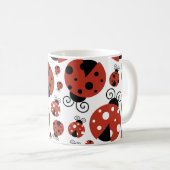 ラディバグのパターン，かわいいラディバグ，赤いラディバグ コーヒーマグカップ (正面右)