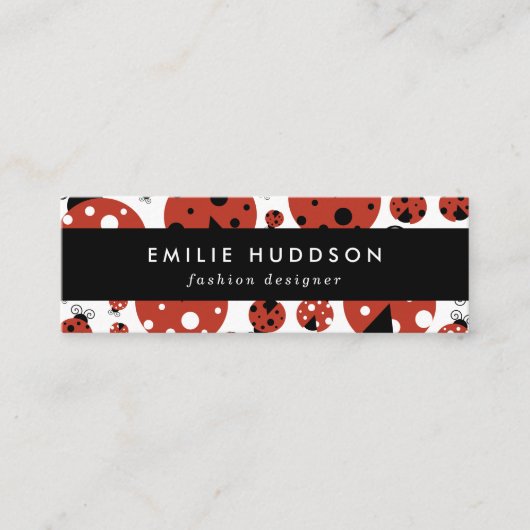 ラディバグのパターン，かわいいラディバグ，赤いラディバグ スキニー名刺 (正面)