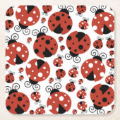 ラディバグのパターン,かわいいラディバグ,赤いラディバグ スクエアペーパーコースター (正面)