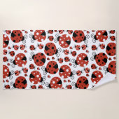 ラディバグのパターン,かわいいラディバグ,赤いラディバグ ビーチタオル (正面)