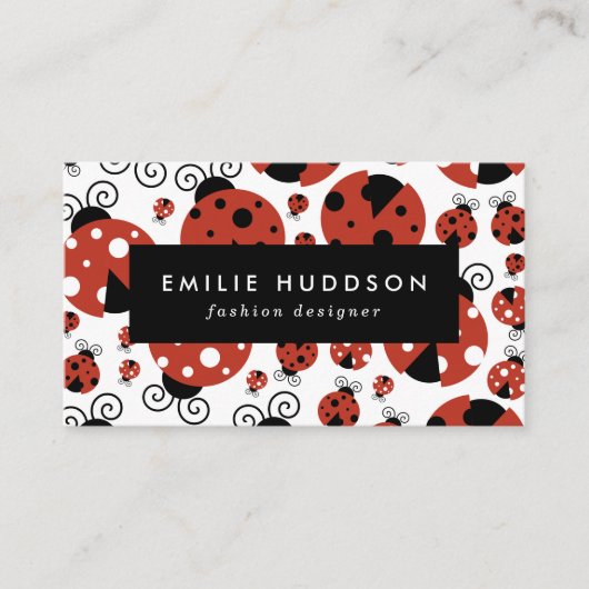 ラディバグのパターン，かわいいラディバグ，赤いラディバグ 名刺 (正面)