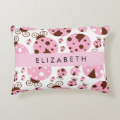 ラディバグのパターン,ピンクのラディバグ,あなたの名前 アクセントクッション (正面)
