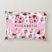 ラディバグのパターン,ピンクのラディバグ,あなたの名前 アクセントクッション (裏面)