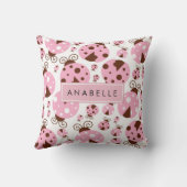ラディバグのパターン，ピンクのラディバグ，あなたの名前 クッション (裏面)