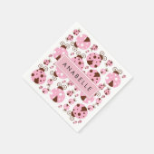 ラディバグのパターン，ピンクのラディバグ，あなたの名前 スタンダードカクテルナプキン (角)