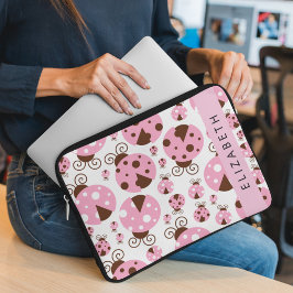 ラディバグのパターン，ピンクのラディバグ，あなたの名前 ラップトップスリーブ