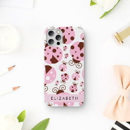 ラディバグのパターン，ピンクのラディバグ，あなたの名前 iPhone 12 PROケース