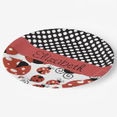 ラディバグのパターン，水玉模様，あなたの名前 ペーパープレート (アングル)