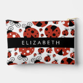 ラディバグのパターン，赤いラディバグ，あなたの名前 アクセサリーポーチ (裏面)