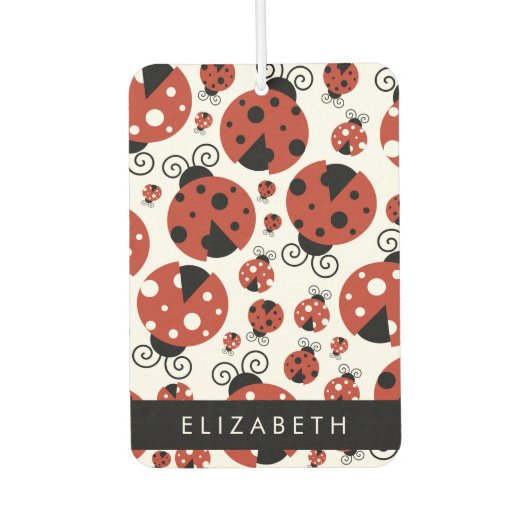 ラディバグのパターン，赤いラディバグ，あなたの名前 カーエアーフレッシュナー (正面)