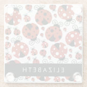 ラディバグのパターン,赤いラディバグ,あなたの名前 ガラスコースター (裏面)