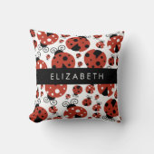 ラディバグのパターン,赤いラディバグ,あなたの名前 クッション (正面)
