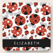 ラディバグのパターン,赤いラディバグ,あなたの名前 コースター (正面)