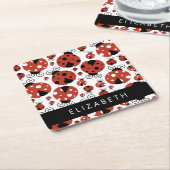 ラディバグのパターン,赤いラディバグ,あなたの名前 スクエアペーパーコースター (アングル)