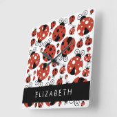 ラディバグのパターン,赤いラディバグ,あなたの名前 スクエア壁時計 (傾斜)