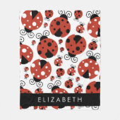 ラディバグのパターン,赤いラディバグ,あなたの名前 フリースブランケット (正面)
