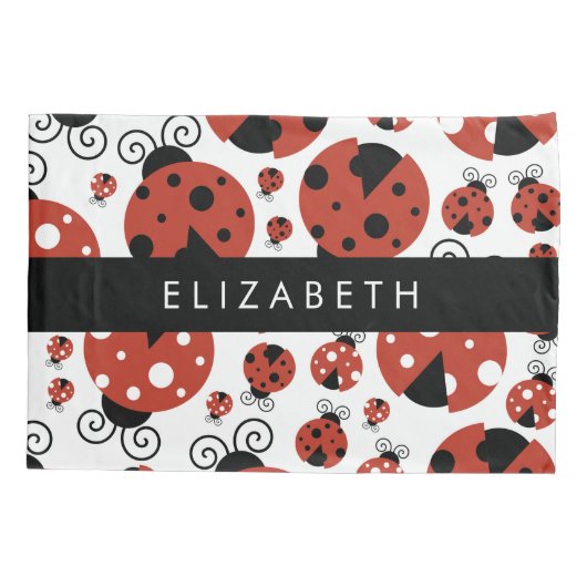 ラディバグのパターン,赤いラディバグ,あなたの名前 枕カバー (裏面)