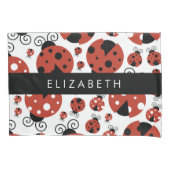 ラディバグのパターン，赤いラディバグ，あなたの名前 枕カバー (正面)