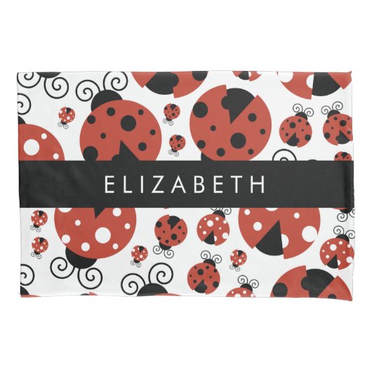 ラディバグのパターン,赤いラディバグ,あなたの名前 枕カバー (正面)