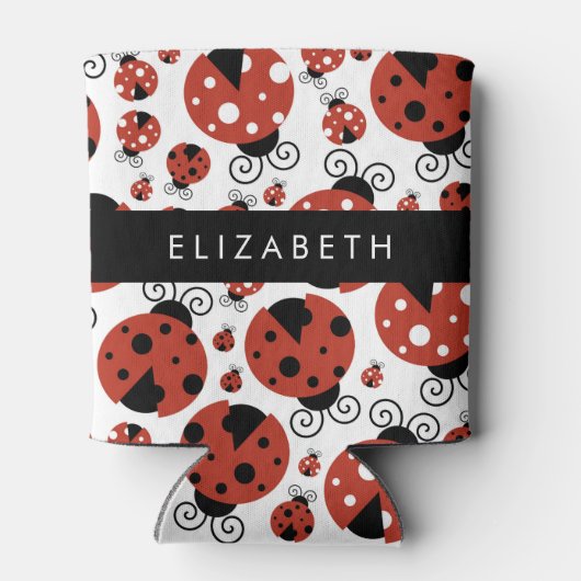 ラディバグのパターン，赤いラディバグ，あなたの名前 缶クーラー (裏面)