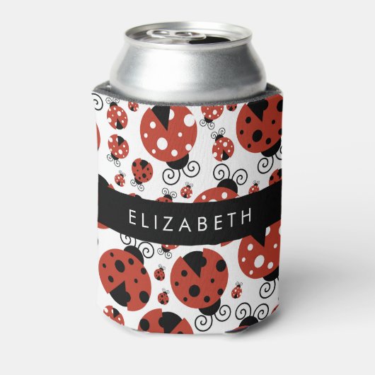 ラディバグのパターン，赤いラディバグ，あなたの名前 缶クーラー (缶裏面)