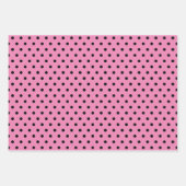 ラディバグのピンクと黒のドットと正方形 ラッピングペーパーシート (正面2)