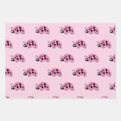 ラディバグのピンクと黒のドットと正方形 ラッピングペーパーシート (正面)