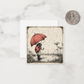 ラディバグの傘と甘い気持ち:雨の日 ノートカード (正面/裏面インサイチュ)