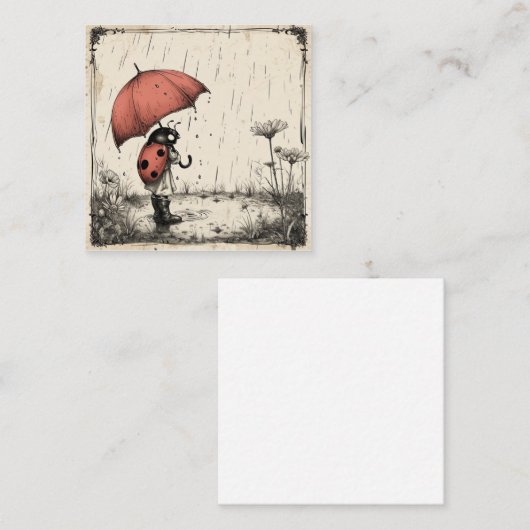 ラディバグの傘と甘い気持ち：雨の日 ノートカード (正面/裏面)