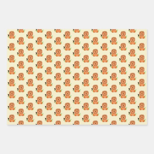 ラディバグの子供と草の中の可愛いライオン ラッピングペーパーシート (正面3)