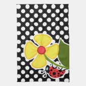 ラディバグの白黒水玉模様 キッチンタオル (縦)