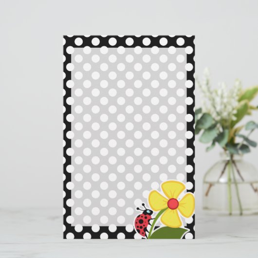 ラディバグの白黒水玉模様 便箋 (スタンド正面)