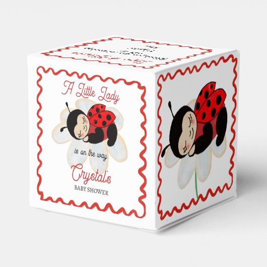 ラディバグの赤ちゃんシャワーの好意パーソナライズされた フェイバーボックス (裏面サイド)