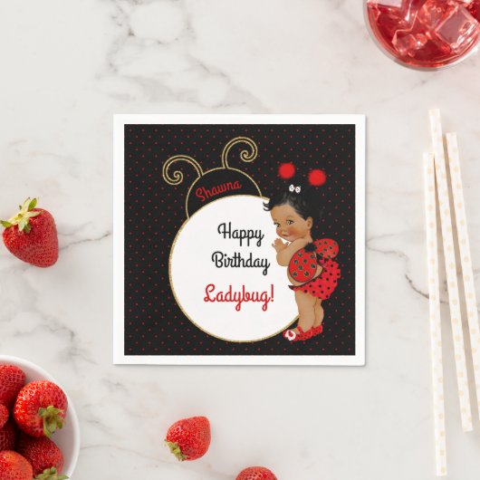 ラディバグアフリカンアメリカン赤と黒 スタンダードカクテルナプキン (インサイチュ)