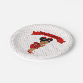 ラディバグアフリカ系アメリカ人ベビーガールレッドドット ペーパープレート (アングル)