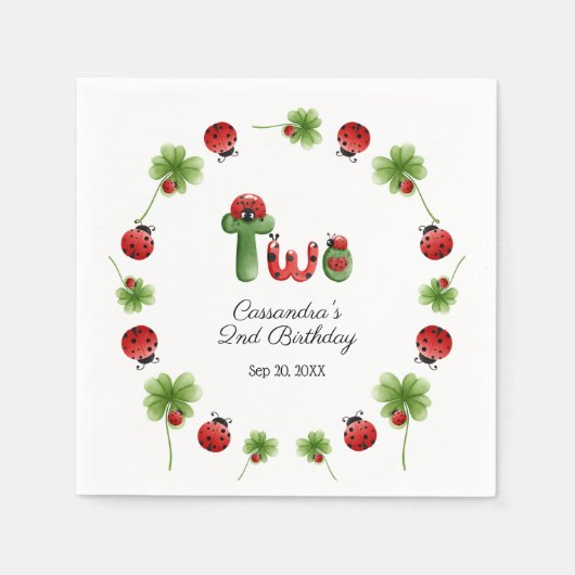 ラディバグアルファベットレターキッズ2nd誕生日へようこそ スタンダードカクテルナプキン (正面)