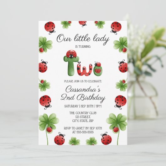 ラディバグアルファベットレターキッズ2nd誕生日 招待状 (スタンド正面)