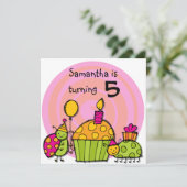 ラディバグカップケカスタマイズーキ誕生日招待状 招待状 (スタンド正面)