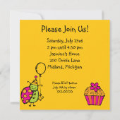 ラディバグカップケカスタマイズーキ誕生日招待状 招待状 (裏面)