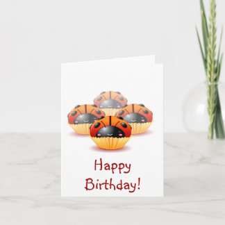 ラディバグカップケーキ誕生日カード カード